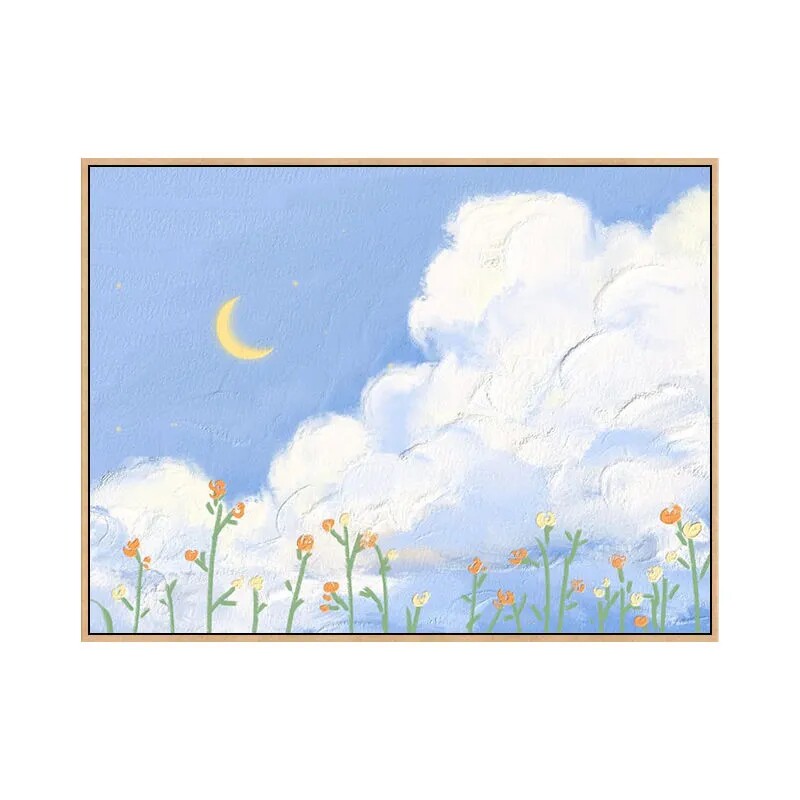 ins风景油画diy填色数字油画小清新月亮日落风景挂画手工填充画画