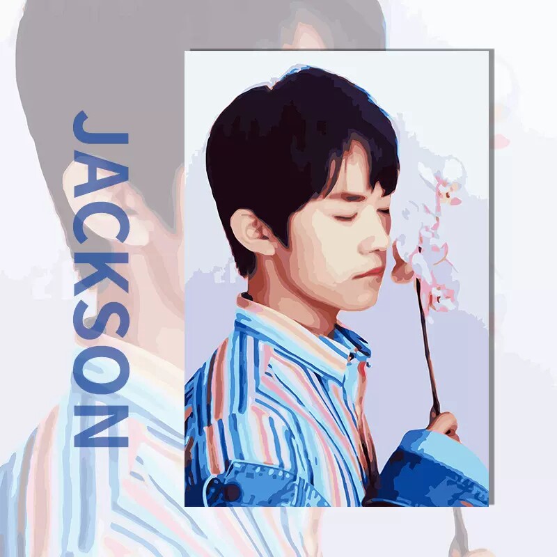 青春偶像 tfboys易烊千玺 diy数字油画 手工填色油彩画 明星油画