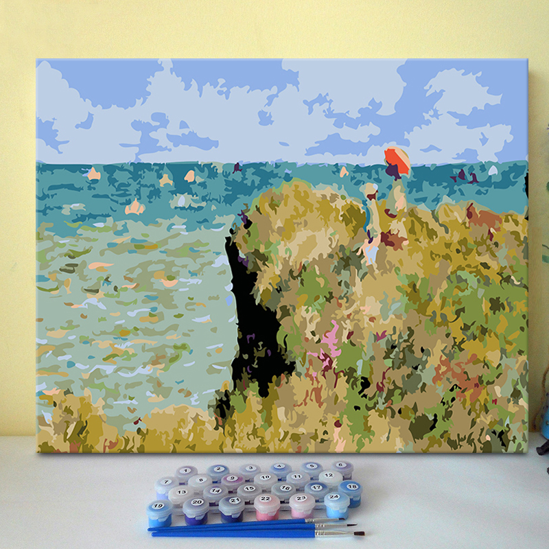 莫奈经典名画 世界名画 diy数字画手绘填色丙烯手工北欧风景画