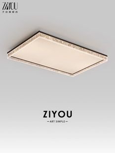 子由 客厅吸顶灯长方形意式轻奢极简高端创意冰裂纹护眼大厅主灯