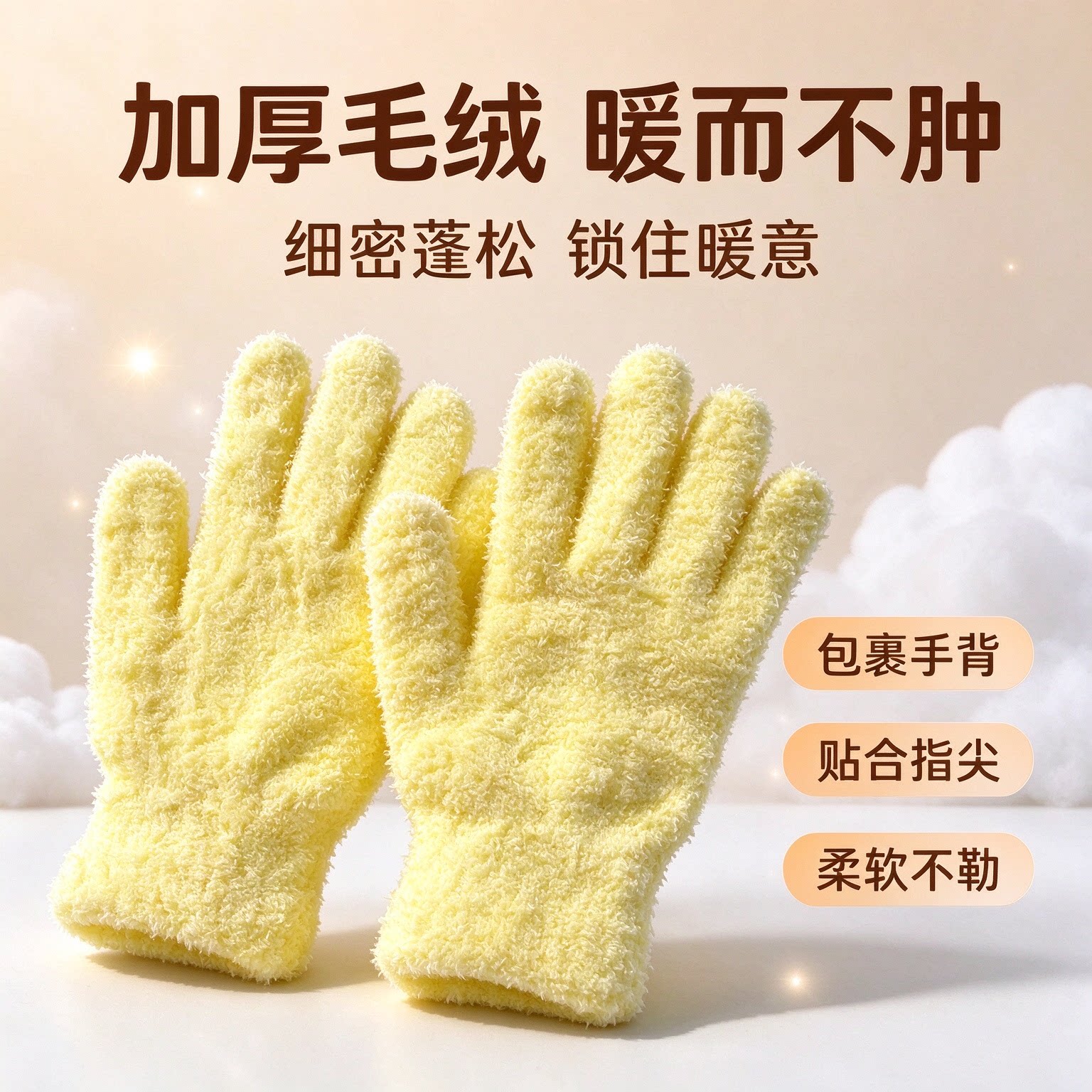 加厚款毛绒手套冬季保暖珊瑚绒