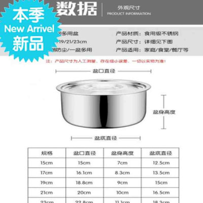 定制2023带盖子不锈钢碗公五件套盆加厚加深o油盆T调味盆汤碗保鲜