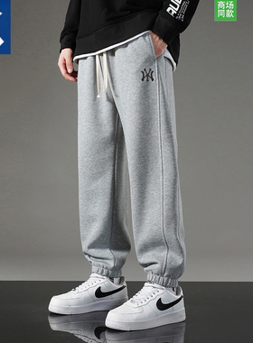 奥特莱斯春秋季新款卫裤男宽松纯棉休闲长裤运动百搭纯色束脚裤