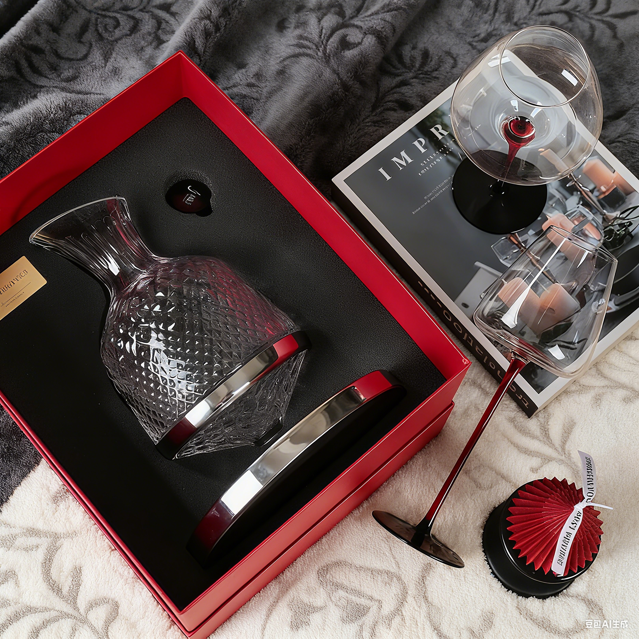 「简娘子」新款水晶高端陀螺旋转红酒醒酒器酒杯礼盒家用钻石款