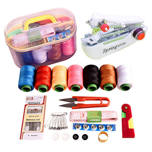 【超值针线盒46件套】迷你缝纫机家用针线盒缝补套装收纳盒整理盒