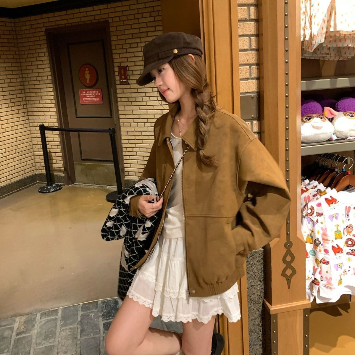 【送运费险】美式复古麂皮夹克女