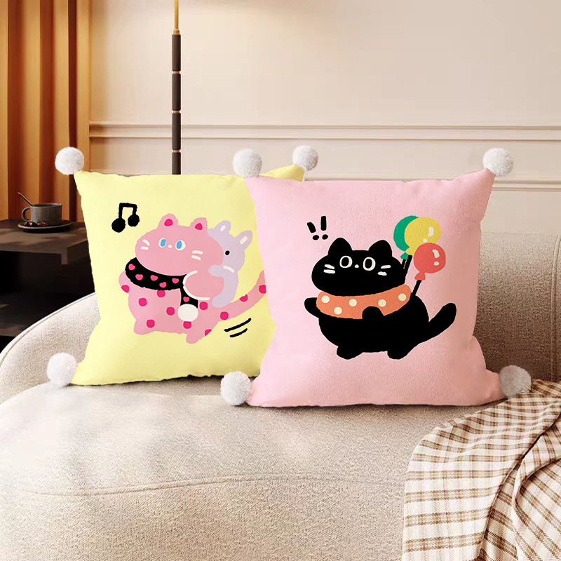 抱枕套多巴胺猫猫卡通可爱抱枕套外皮床头枕头垫沙发摆件靠垫枕