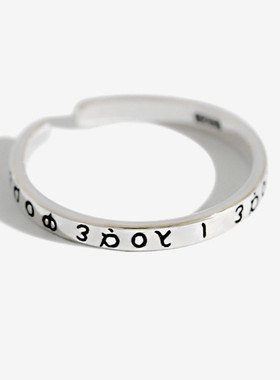 日韩风潮人个性希腊字母戒指泰银做旧迷你指环开口戒指女复古饰品