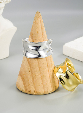 新款小众设计不规则哑光金属开口戒指女复古个性简约百搭指环潮