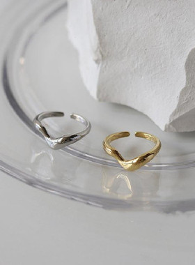 新品戒指女ins风叠戴时尚扭线波浪指环个性开口创意潮嘻哈食指戒