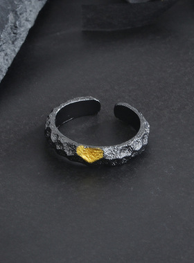 新款《山石》高级感男生单身戒指不掉色轻奢小众设计潮国风指环