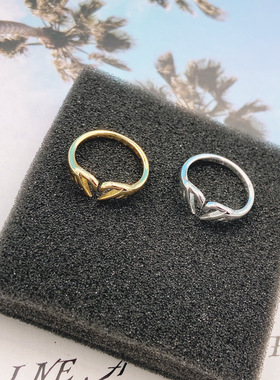 2024新款韩版双手比心戒指女时尚简约个性设计感几何型开口指环戒