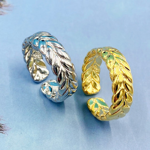 韩版麻花情侣开口戒指女ins镀黄金色编织介子潮流指环个性手饰品