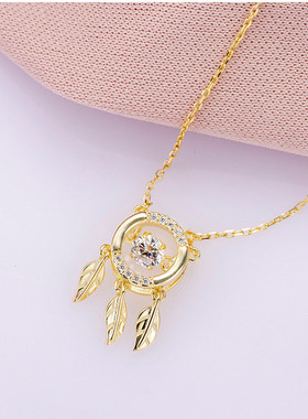 简约森系捕梦网项链女时尚韩版气质镶钻灵动流苏锁骨项链饰品