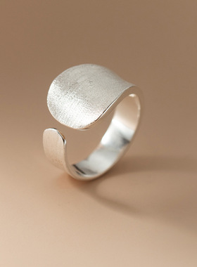 2024新品古法不规则拉丝宽面戒指ins风嘻哈港风小众开口设计指环