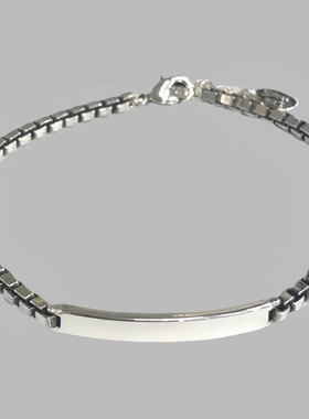 简约韩版潮人光面长方形手链女款复古个性做旧盒子链手链饰品手环