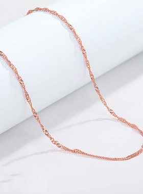 女士项链时尚镀18K玫瑰金气质水波链素链镀银裸配链饰品 厂家