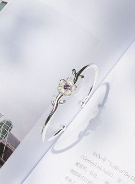 白铜花朵粉紫钻项链戒指手镯女耳钉配套韩版个性设计厂家项链