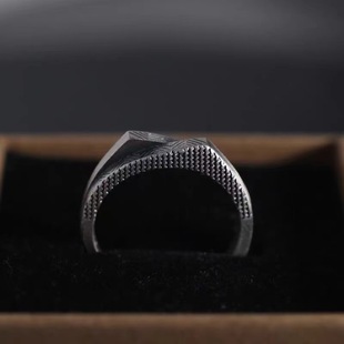 2024新款复古双层精雕山峰几何戒指不规则花纹时尚个性复古指环