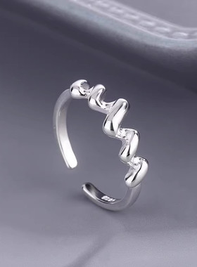 简约个性波浪开口戒指女甜美创意戒指韩版气质森系尾指环手饰品戒