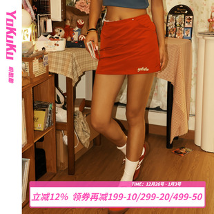 女防走光A字短裙女 春夏字母刺绣休闲半身裙裤 哟酷酷 双向奔赴