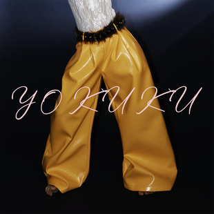 哟酷酷（皮裤的嚣张）时尚简约高级感阔脚皮裤女宽松慵懒风休闲裤