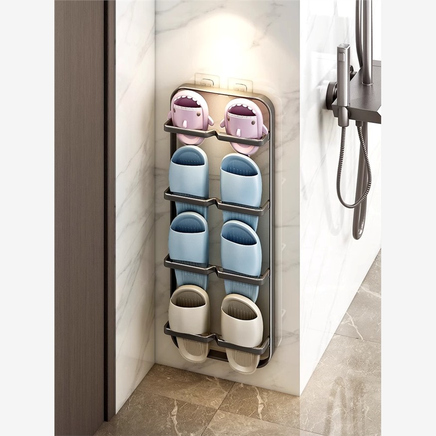 浴室拖鞋架免打孔卫生间多层收纳架厕所门后置物架壁挂沥水挂架子