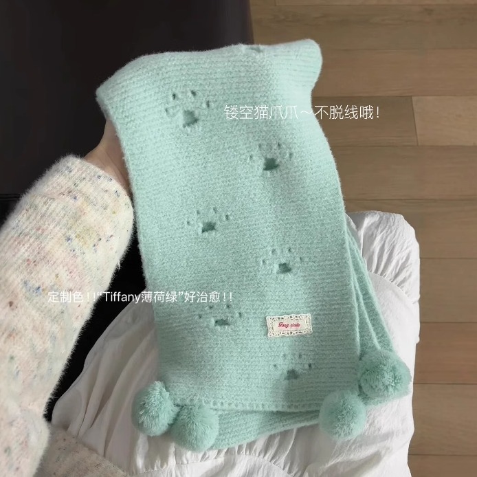 绿色围巾女冬季围脖护颈加厚保暖可爱韩系氛围感披肩外搭2025新款