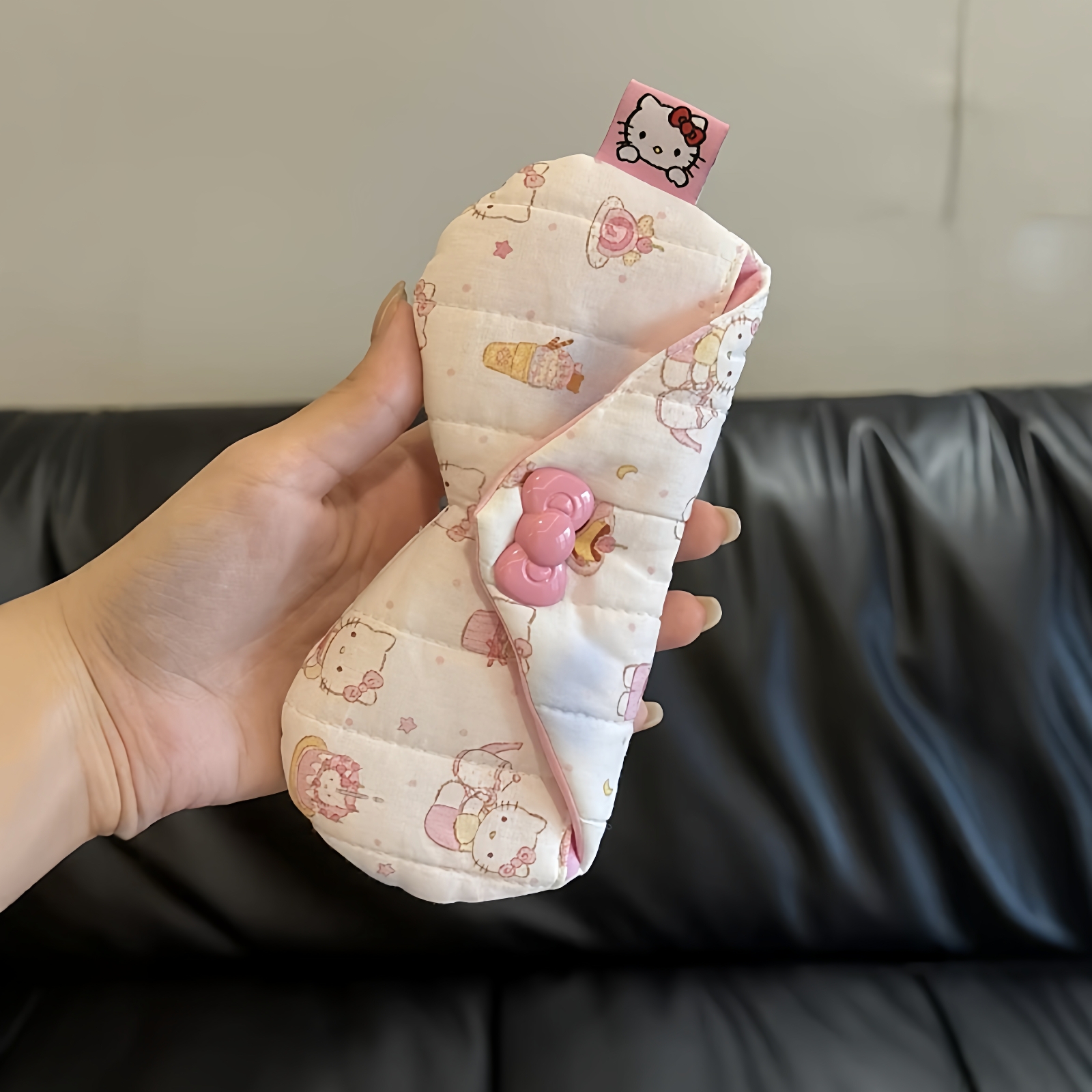 满印kitty眼镜袋创意夹棉抗压墨镜收纳包可爱少女心防尘防刮小包