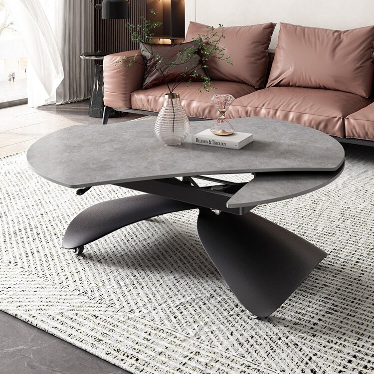 升降茶几餐桌两用岩板自动小户型多功能两用一体式可摺叠秒变餐桌