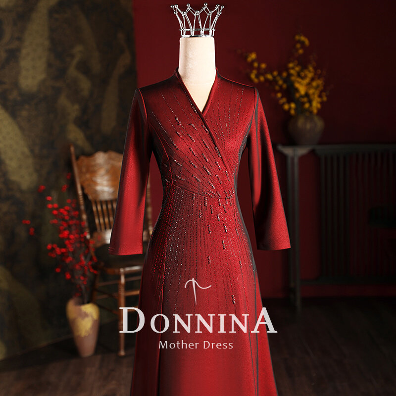 朵妮娜《颂礼》妈妈婚宴装礼服高贵春季结婚丈母娘喜婆婆旗袍裙