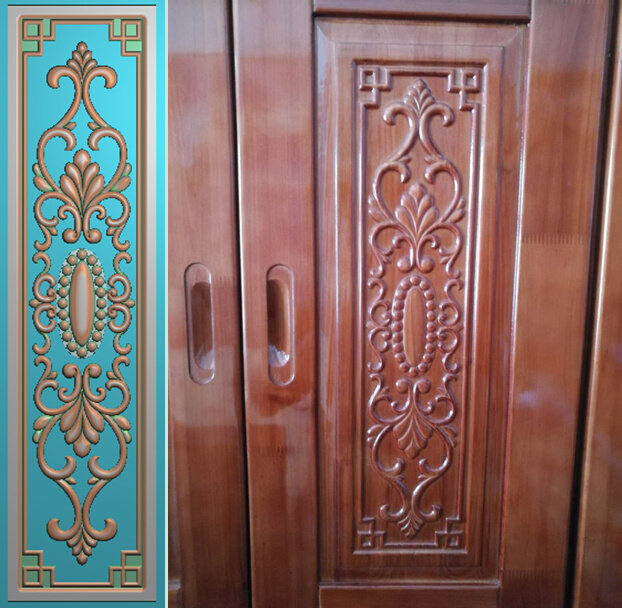 灰度图浮雕图门板洋花精雕图电脑雕刻jdp设计图带线