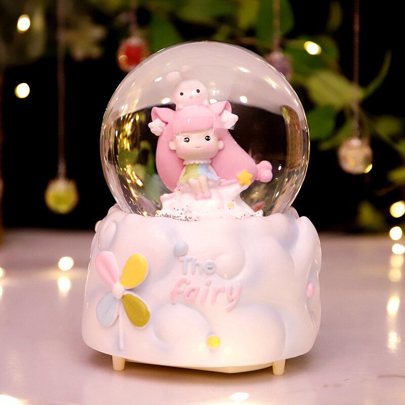 六一儿童节礼物少女心送女孩学生生日自动飘雪花灯光水晶球音乐盒