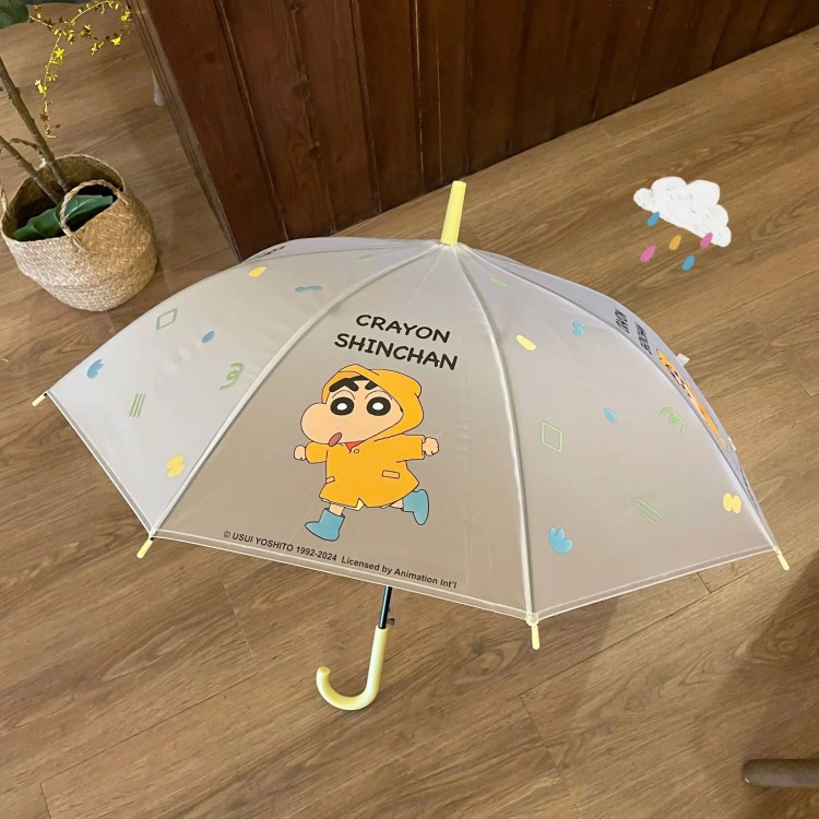 蜡笔小新儿童透明雨伞2025新款卡通动漫幼儿园学生上学专用小男孩