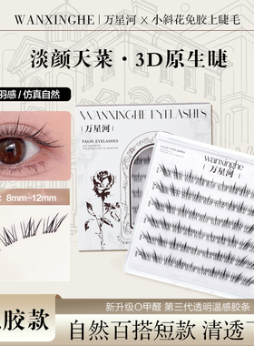 新品无梗免胶小斜花假睫毛自然仿真轻狐系上睫毛斜太阳花妈生感