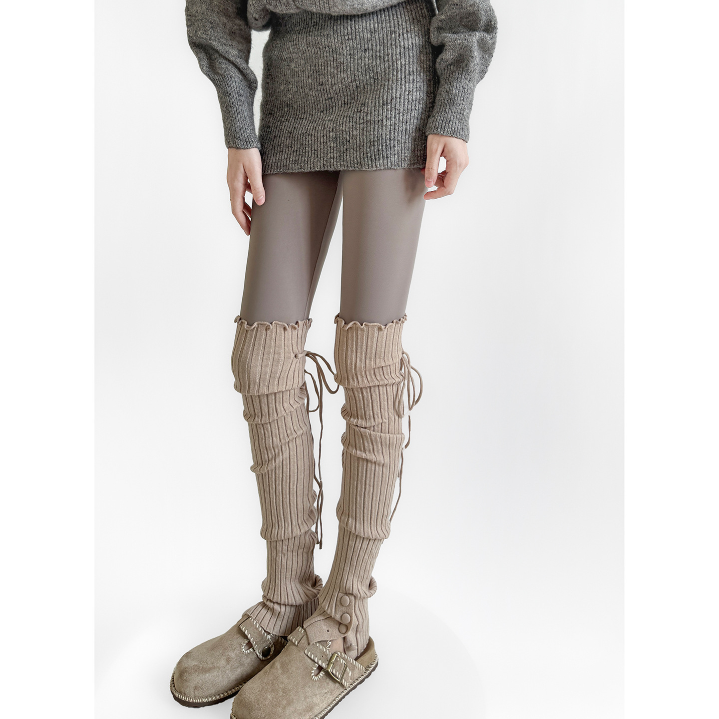 秋季薄款普拉提瑜伽裤微压显瘦纯色九分裤灰色简约叠穿打底鲨鱼裤