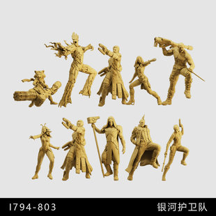 【银河护卫队】卡魔拉 火箭星云 罗兰勇度 1/64模型手办1比43白模