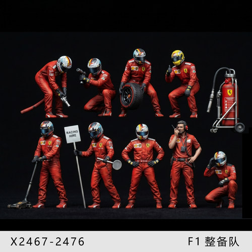 【F1维修站】赛车机修师 整备员1/64人偶模型手办 43比例微缩白模