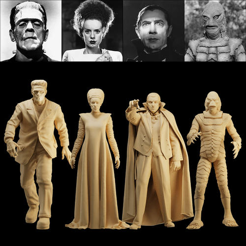 【环球怪物】科学怪人新娘 德古拉 1/64:人偶微缩车模场景 35模型