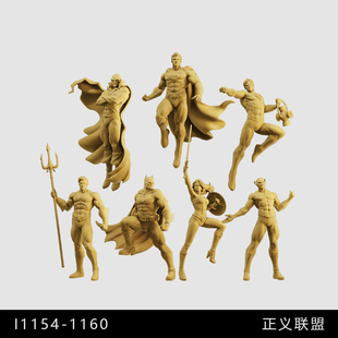 【正义联盟】蝙蝠侠 超人 DC 1/64小人偶模型手办1:43微缩白模