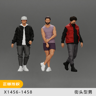 【街头帅哥】运动 潮流 颓废型男1/64小人偶模型手办1:43微缩白模