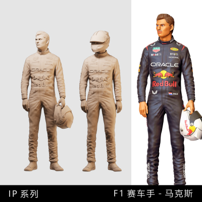 【马克斯】荷兰F1传奇赛车手1/64小人偶模型手办1:43比例微缩白模