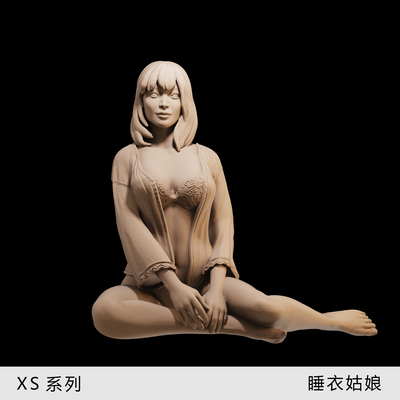 【睡衣女孩】闺房中的蕾丝装 1/64人偶模型手办 43比例微缩白模