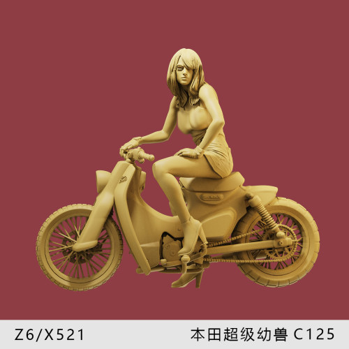【超级幼兽C125】性感女车模1/64摩托车模型手办1:43微缩沙盘白模