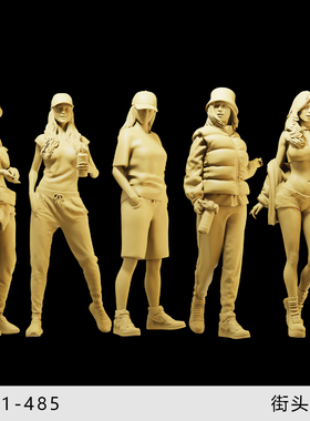 【街头女孩】辣妹相机帽子 1/64车模小人偶模型手办1:43微缩白模