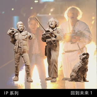 回到未来1场景 马丁 布朗博士 狗 1/64:人偶微缩车模场景比例模型