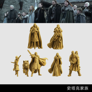 【权力的游戏】艾德 史塔克家族 1/64小人偶模型手办1:43微缩白模