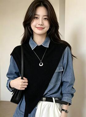 针织披肩外搭女2026新款叠穿三角巾复古套头空调房高级感百搭马甲
