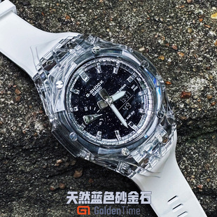 GoldenTime工作室定制改装GA2100农家橡树天然蓝色砂金石手表防水