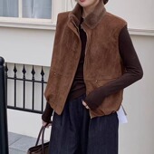 2025秋冬新款 高级感立领加绒保暖马甲外套女日系叠穿无袖 坎肩上衣